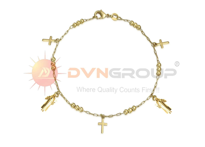 Gold Plated Saint Jude Cross Charm Bracelet